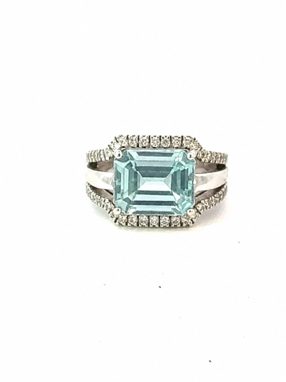 Natural Aquamarine Diamond Ring Size 6 14k Gold 4.66 TCW Certified $5,975 216190